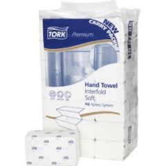 Roku salvetes TORK Premium Interfold Soft H2, 2 sl., 110 salvetes, 34 x 21.2 cm, baltā krāsā