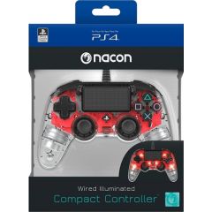 Nacon Compact Controller Wired - Illuminated Red (PS4)