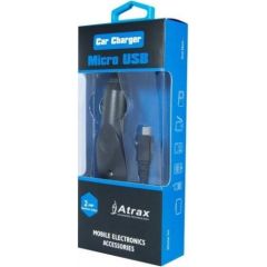 ATX Platinum Премиум Автомобильная зарядка 12 / 24V / 1A + Провод Micro USB Черная (Blue Blister)