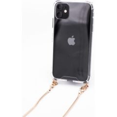 Evelatus iPhone 11 Pro Max Silicone TPU Transparent with Necklace Strap  Gold Neoriģinālie Maciņi