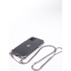 Evelatus Samsung A40 Silicone TPU Transparent with Necklace Strap  Silver Neoriģinālie Maciņi