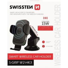 Swissten W2-HK3 Универсальный Держатель C 15W Беспроводной Зарядкой + Micro USB Провод 1.2м Черный