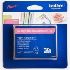 BROTHER TZEMQP35 12 WHITE ON PINK MATT Tintes printeru izejmateriāli