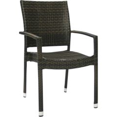 Krēsls WICKER-3 ar roku balstiem 60xD49,5xH92,5cm, rāmis: alumīnijs ar plastikāta pinumu, krāsa: tumši brūns