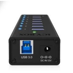 Raidsonic Icy Box 7 x Port USB 3.0 Hub with USB charge port, Black