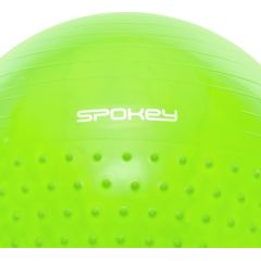 Spokey HALF FIT Gymnastic ball, Anti-burst system, 2 surface (smooth and massage nibs), 65 cm, Pump in a set, 200 kg, Green