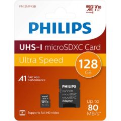 Philips Micro SDXC Card 128GB Class 10 UHS-I U1 + Adapter atmiņas karte