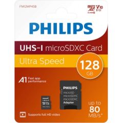 Philips Micro SDXC Card 128GB Class 10 UHS-I U1 + Adapter atmiņas karte Atmiņas kartes micro SD SDHC