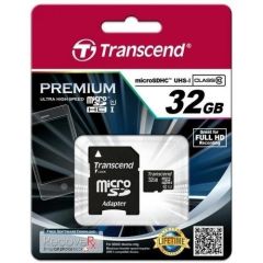 Memory card Transcend microSDHC 32GB CL10 + Adapter Atmiņas kartes micro SD SDHC