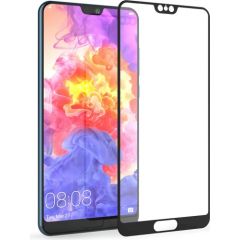 (Ir veikalā) Fusion Full Glue 5D Tempered Glass Aizsargstikls Pilnam Ekrānam Huawei P20 Pro Melns