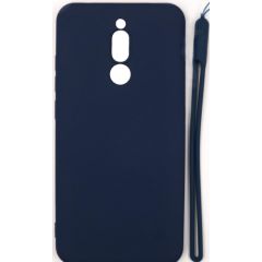 Evelatus Xiaomi Redmi 8 Soft Touch Silicone Case with Strap Dark Blue