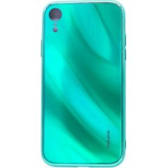 Evelatus Apple iPhone XR Water Ripple Full Color Electroplating Tempered Glass Case Green