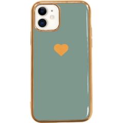 Fusion Heart Case Silikona Aizsargapvalks Priekš Apple iPhone 11 Pro Max Zaļš Neoriģinālie Maciņi