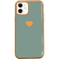 Fusion Heart Case Silikona Aizsargapvalks Priekš Apple iPhone 11 Pro Zaļš