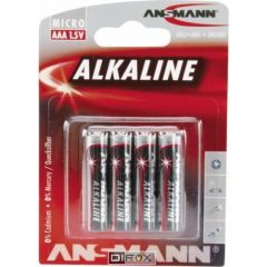 1x4 Ansmann Alkaline Micro AAA LR 03 red-line Baterijas un akumulatori