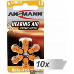 10x6 Ansmann Zinc-Air 13 (PR48) Hearing Aid Batteries