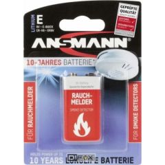 1 Ansmann Lithium 9V-Block for Smoke Detector Baterijas un akumulatori