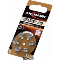 1x6 Ansmann Zinc-Air 312 (PR41) Hearing Aid Batteries Baterijas un akumulatori