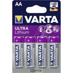 1x4 Varta Ultra Lithium Mignon AA LR06 Baterijas un akumulatori