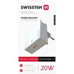 Swissten Premium Зарядное устройство  20 Вт для всех моделей iPhone 12 Cерии белый