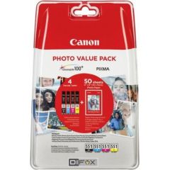 Canon CLI-551 Photo Value Pack C/M/Y/BK PP-201 10x15 cm 50 Sh.
