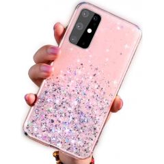 Fusion glue glitter silikona aizsargapvalks Samsung A426 Galaxy A42 5G rozā Neoriģinālie Maciņi