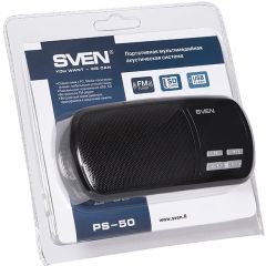 Sven PS-50 portatīvs skaļrunis ar Micro SD/Radio/Aux/LCD ekrāns Bezvadu skaļruņi