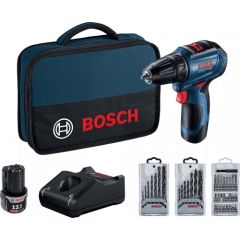 Bosch GSR 12V-30 2x2.0Ah Urbjmašīna - skrūvgriezis + piederumi