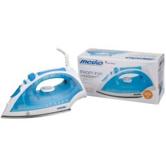 Iron Mesko MS 5023 Blue/White, 2200 W, With cord, Anti-scale system, Vertical steam function Gludekļi un sistēmas