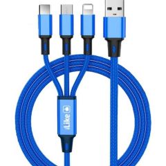 ILike  Charging Cable 3 in 1 CCI02 Blue Telefonu lādētāji 220v