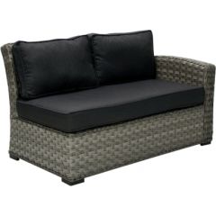 Moduļa dīvāns GENEVA ar spilveniem, ar labo roku balstu, 81x132x78cm, alumīnija rāmis ar plastikāta pinumu, krāsa: tumši