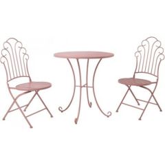 Balkona komplekts ROSY galds un 2 krēsli, rozā