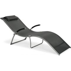 Guļamkrēsls BATYA 173x63x65cm, saliekams, sēdvieta: tekstils, krāsa: melns, tērauda rāmis