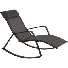 Šūpuļkrēsls / zvilnis BOSTON 128x70x85cm, sēdvieta un atzveltne: pelēks tekstilaudums, melns tērauda rāmis