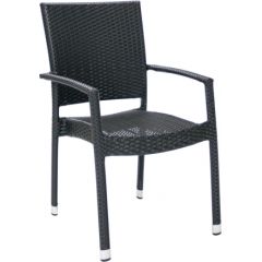 Krēsls WICKER-3 ar roku balstiem, 66x59xH92,5 cm rāmis: alumīnija ar plastmasas pinumu, krāsa: melna