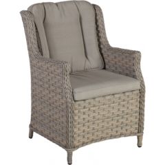 Dārza krēsls PACIFIC ar spilvenu 61,5x71,5xH91cm, rāmis: alumīnijs ar plastikāta pinumu, krāsa: pelēki bēšs