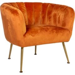 Кресло TUCKER 78x71xH69см, материал покрытия: бархат, цвет: охрой, ножки: нержавеющая сталь золотого цвета