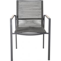 Dārza krēsls MONTANA 62x75xH105cm, ar pulverkrāsotu nerūsējošā tērauda rāmi, pelēkas krāsas auklas pinums
