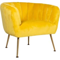 Atpūtas krēsls TUCKER 78x71x69cm, materiāls: samts, krāsa: dzeltens, kājas: nerūsējošs tērauds zelta krāsa