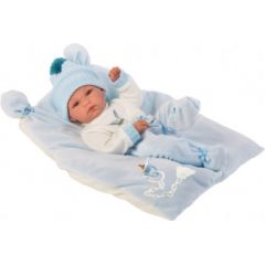 Llorens Кукла младенец Бимбо 35 см на голубой подушке Испания LL63555