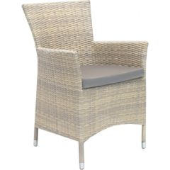 Krēsls WICKER-1 ar spilvenu, 61x58xH86cm, tērauda rāmis ar plastikāta pinumu, krāsa: bēšs