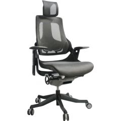 Biroja  krēsls WAU ar galvas balstu 65x49xH112-129cm, sēdeklis: audums, krāsa: pelēka, korpuss: melns