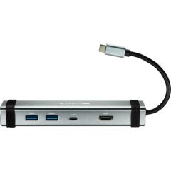 Canyon Multiport Docking Station with 4 ports:1*Type C male+1*Type C female+2*USB3.0+1*HDMI, Input 100-240V, Output USB-C PD 5-20V/3A&USB-A 5V/1A, cabel 0.12m, Space grey, 150.8*33.7*24mm, 0.112kg