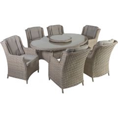 Dārza mēbeļu komplekts PACIFIC galds un 6 krēsli (10494) 180x120xH74cm, krāsa: pelēki/bēša