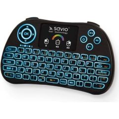 Savio KW-03 Bezvadu Kompakta Klaviatūra PC / PS4 / XBOX / Smart TV / Android + TouchPad Melna (Ar RGB Apgaismojumu)