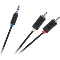 Cabletech Audio Vads 3.5 mm (M) -> 2 x RCA (M) 1m Melns