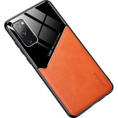 Mocco Lens Leather Back Case Aizmugurējais Ādas Apvalks Priekš Samsung Galaxy A42 5G Oranžs