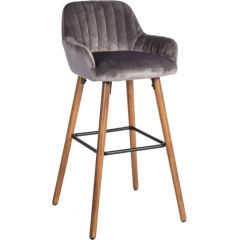 Барный стул ARIEL 48x52xH97см, сиденье и спинка: ткань, цвет: серый, ножки из бука