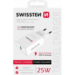 Swissten Premium 25W Tīkla Lādētājs USB-C PD 3.0 Balts