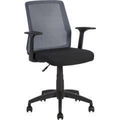 Darba krēsls ALPHA 60x55xH87,5/95cm, sēdvieta: audums, krāsa:melns, atzveltne:poliestera tīklveida audums, krāsa: pelēks